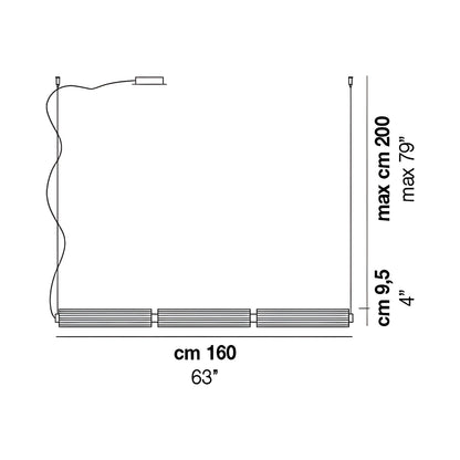 Jeff SP1 Linear LED Pendant Light - line drawing.