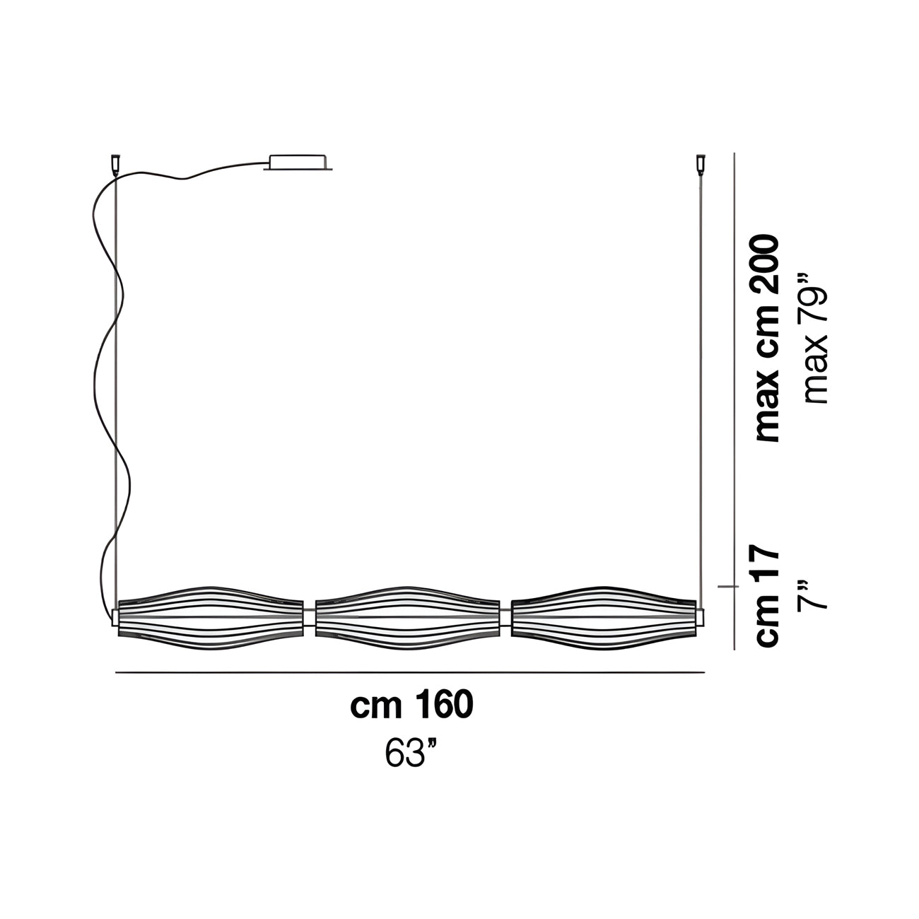 Jeff SP2 Linear LED Pendant Light - line drawing.