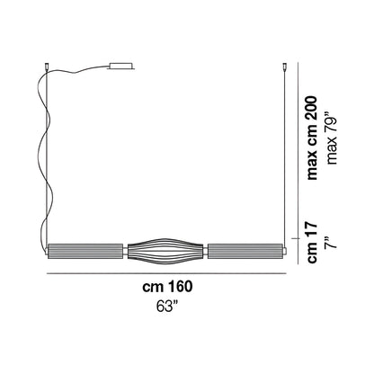 Jeff SP3 Linear LED Pendant Light - line drawing.