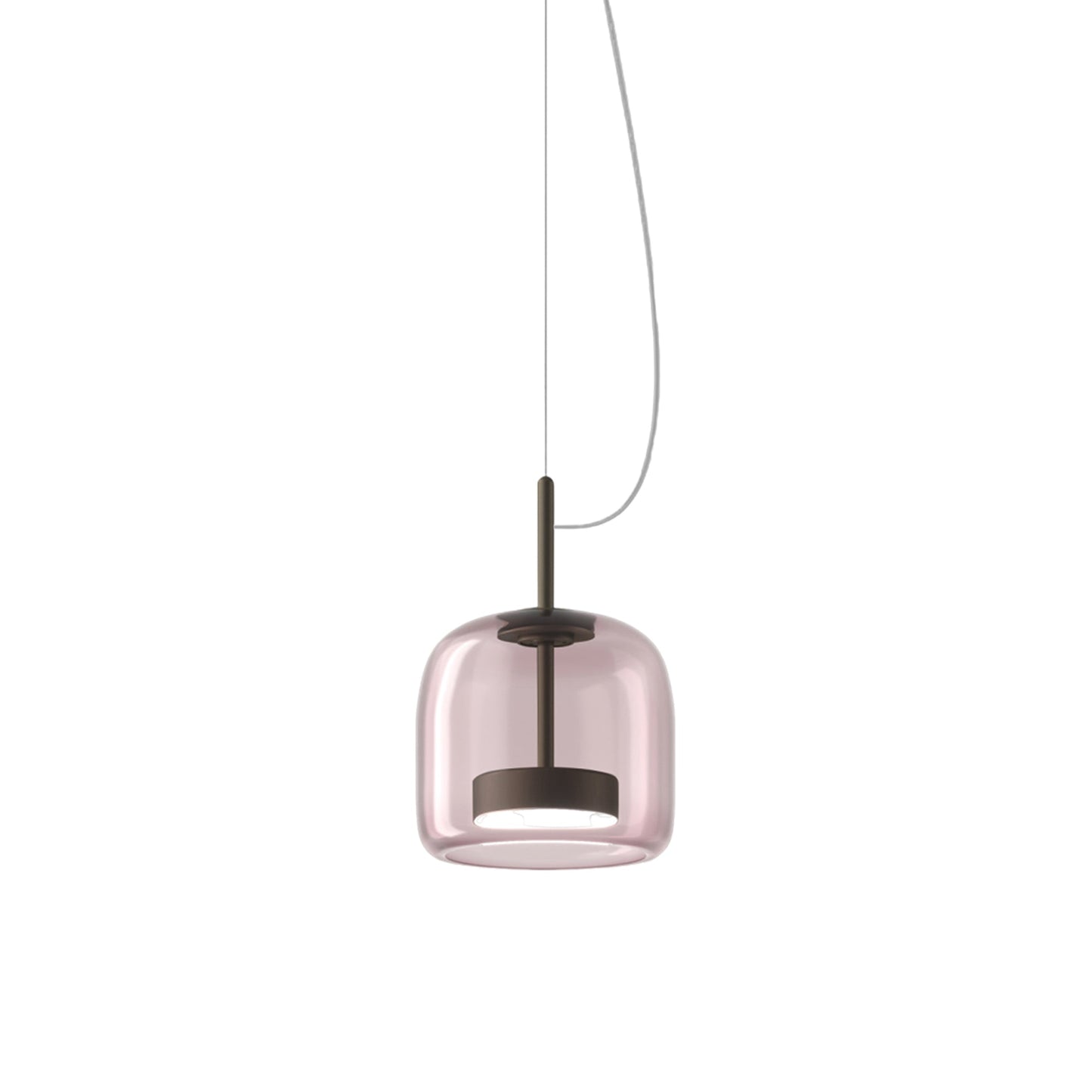 Jube 1P LED Pendant Light in Matt Black/Light Amethyst Transparent.