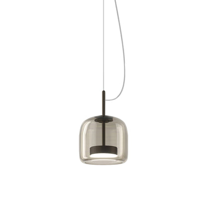 Jube 1P LED Pendant Light in Matt Black/Smoky Transparent.