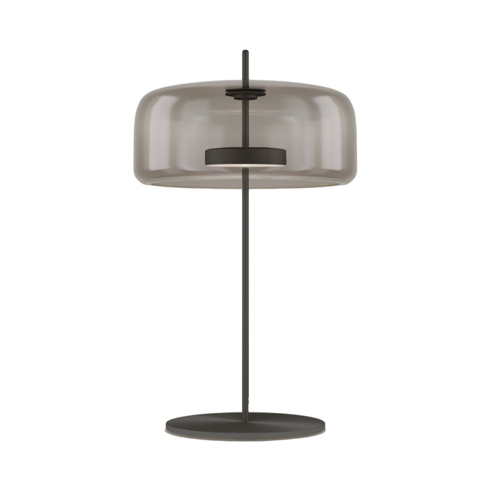 Jube G LED Table Lamp in Matt Black/Smoky Transparent.