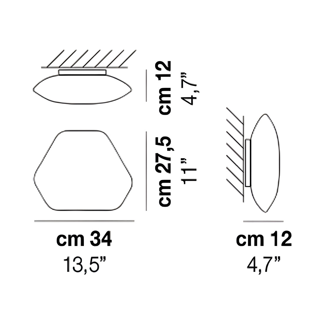 Modulor LED Ceiling / Wall Light - line drawing.