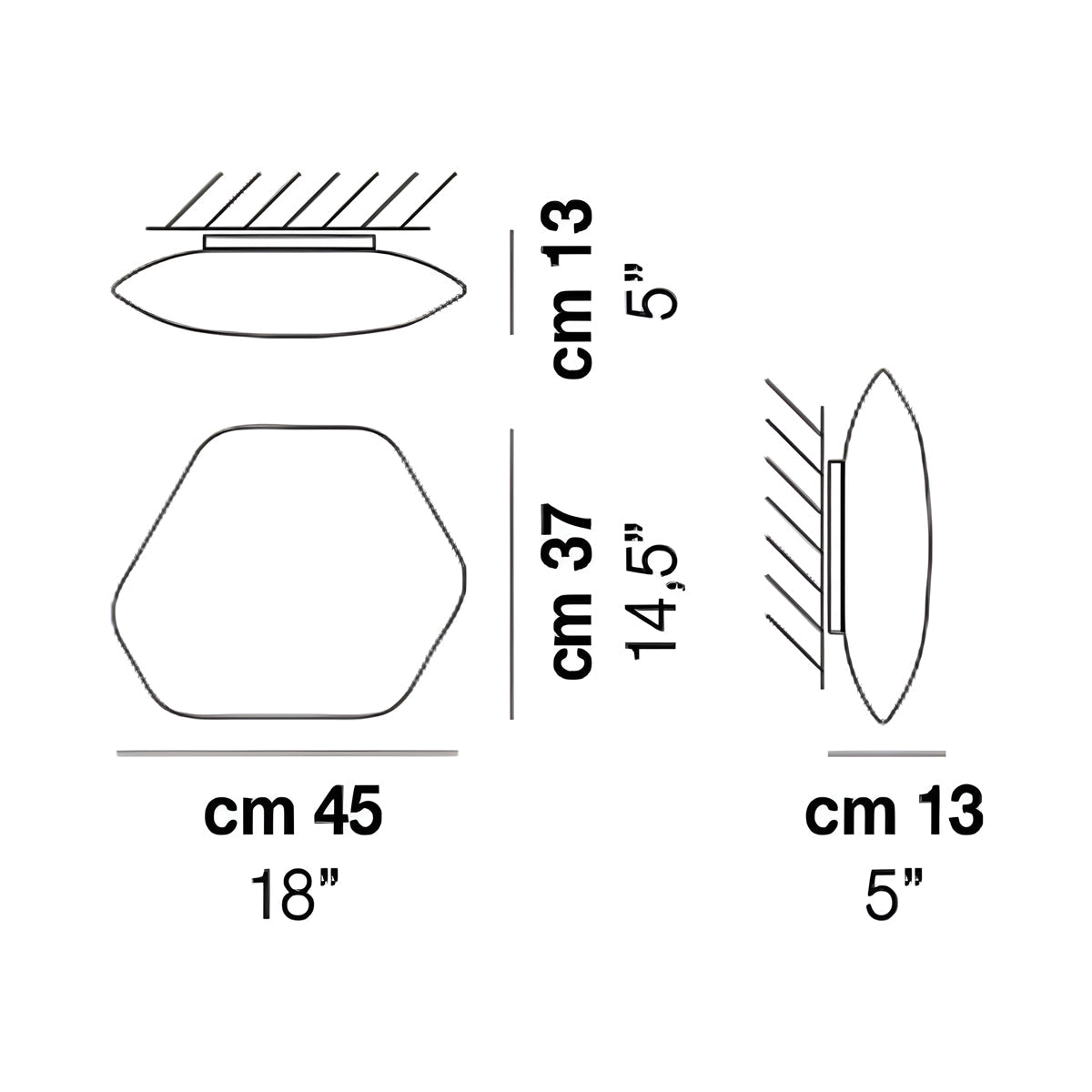 Modulor LED Ceiling / Wall Light - line drawing.