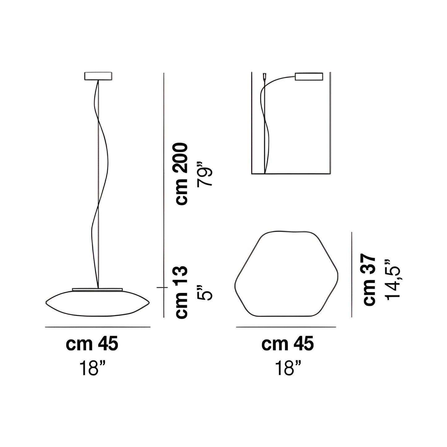 Modulor Pendant Light - line drawing.