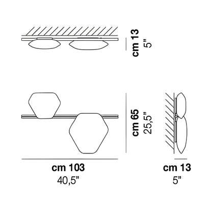 Modulor PP1 Linear LED Ceiling / Wall Light - line drawing.