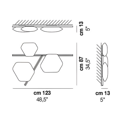Modulor PP2 Linear LED Ceiling / Wall Light - line drawing.