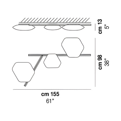 Modulor PP3 Linear LED Ceiling / Wall Light - line drawing.