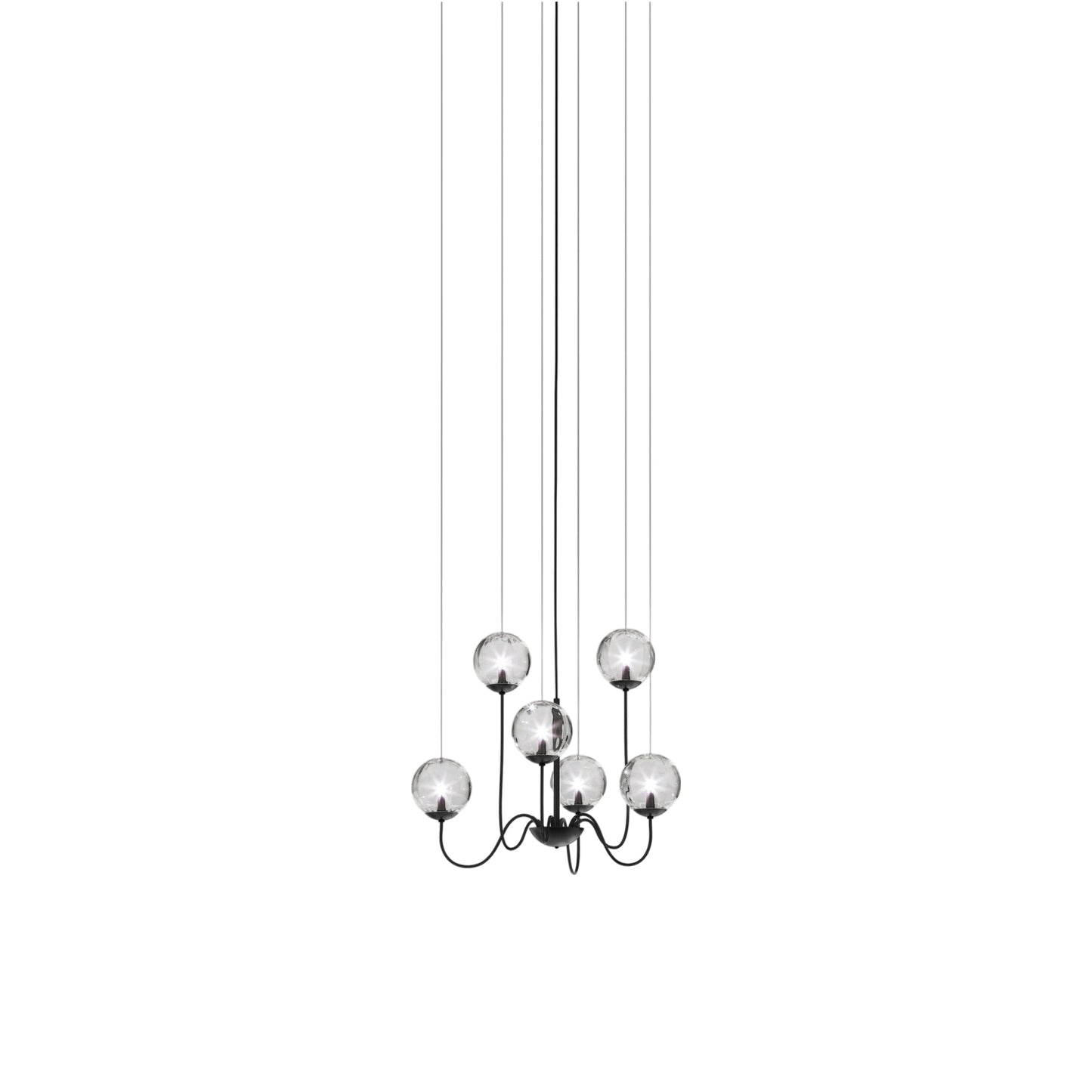 Puppet Chandelier in Matt Black/Crystal Transparent (6-Light).