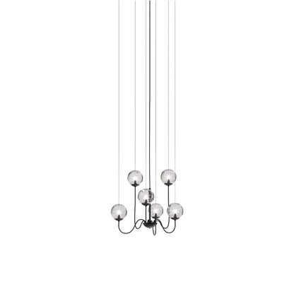 Puppet Chandelier in Matt Black/Crystal Transparent (6-Light).