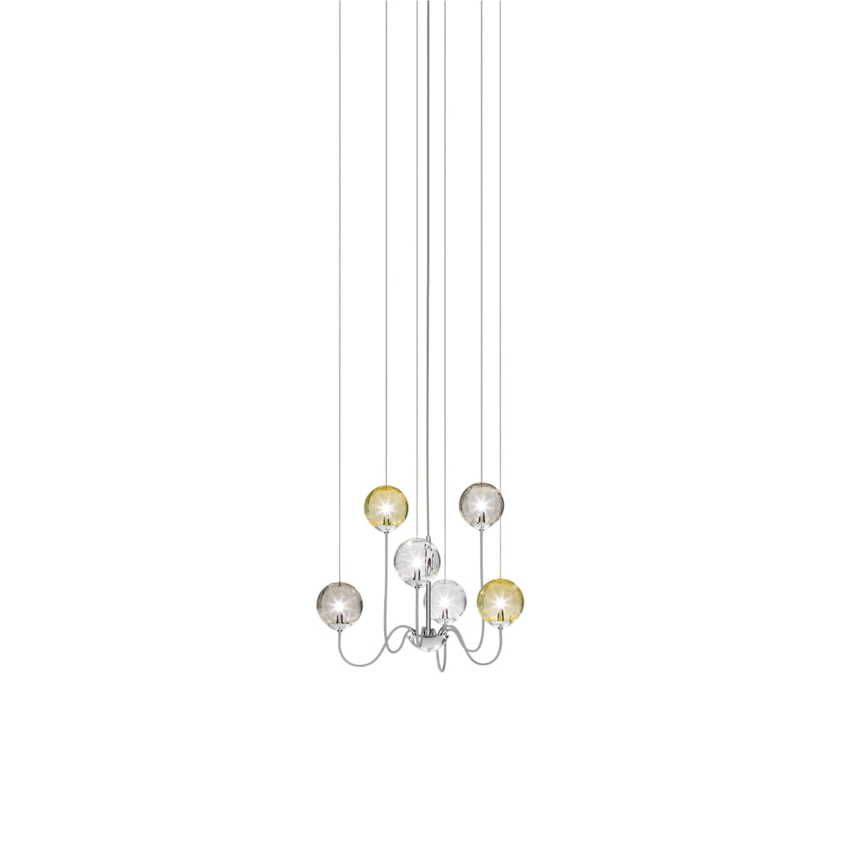 Puppet Chandelier in Glossy Chrome/Multicolor 1 (6-Light).