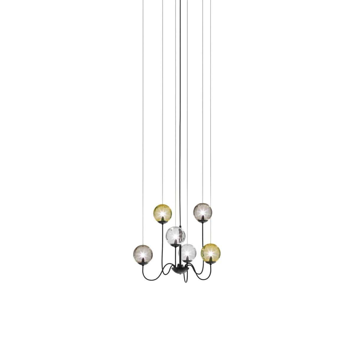 Puppet Chandelier in Matt Black/Multicolor 1 (6-Light).