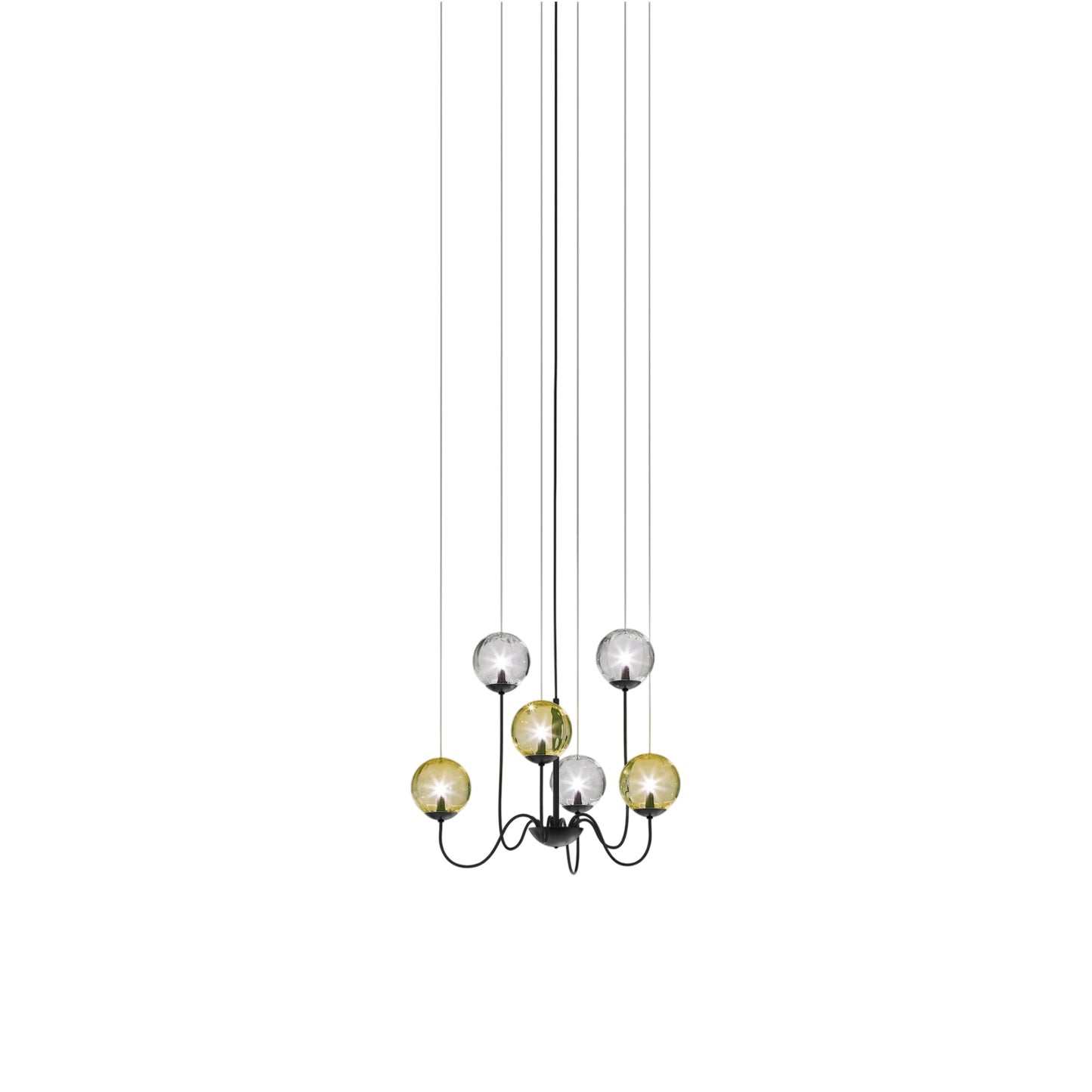 Puppet Chandelier in Matt Black/Multicolor 2 (6-Light).