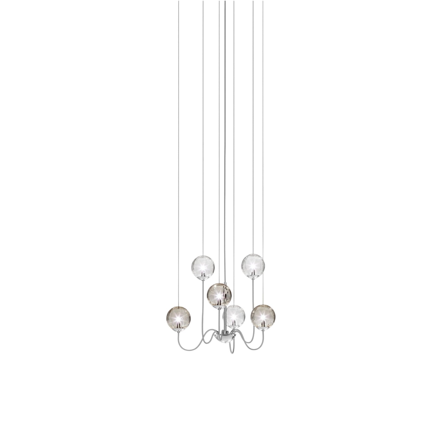 Puppet Chandelier in Glossy Chrome/Multicolor 3 (6-Light).
