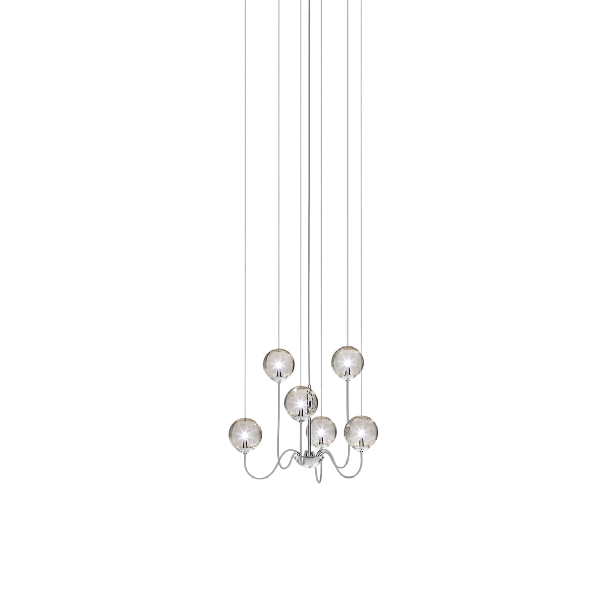 Puppet Chandelier in Glossy Chrome/Smoky Transparent (6-Light).