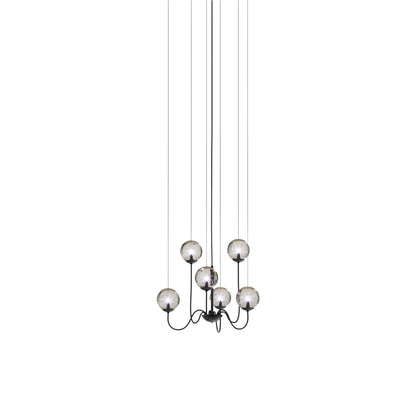 Puppet Chandelier in Matt Black/Smoky Transparent (6-Light).