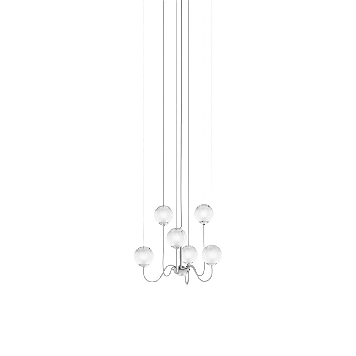 Puppet Chandelier in Glossy Chrome/White Shaded (6-Light).