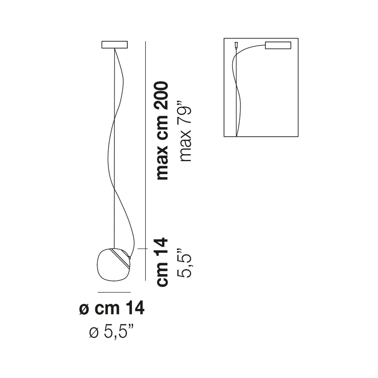 Pure LED Pendant Light - line drawing.