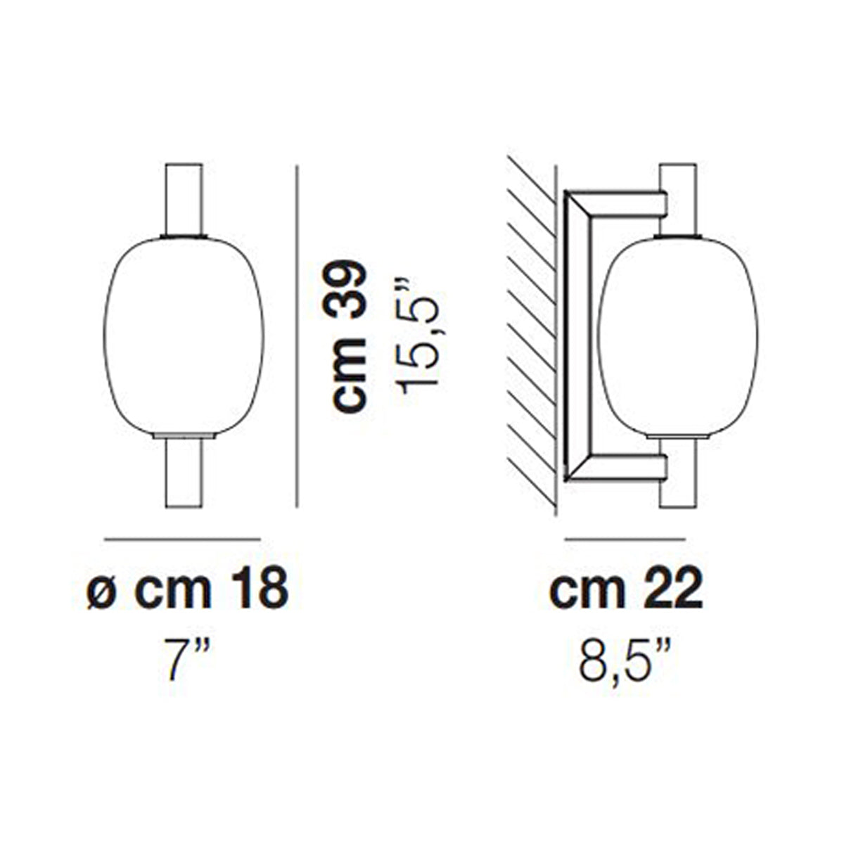 Riflesso LED Wall Light - line drawing.