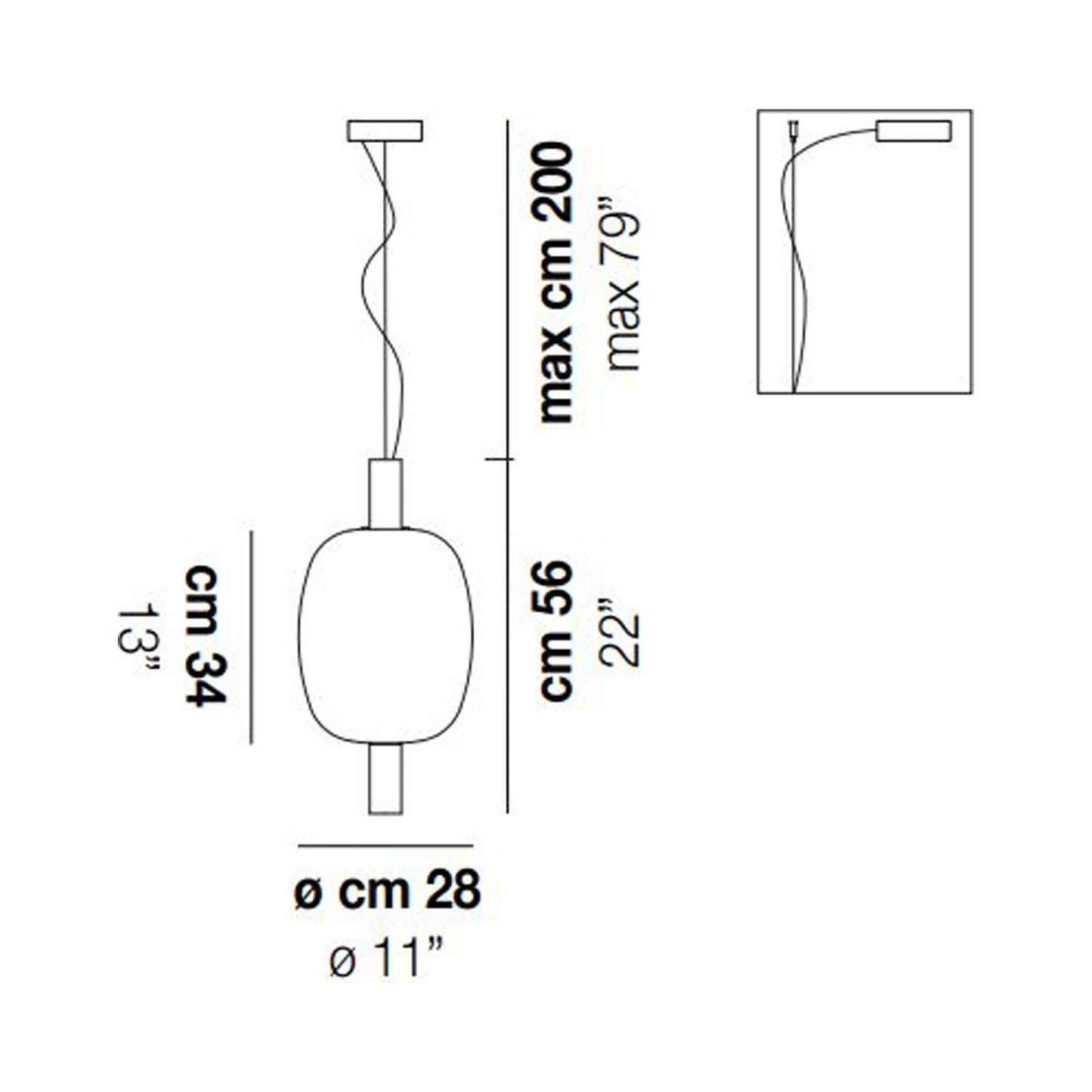 Riflesso SP 2L2 LED Pendant Light - line drawing.