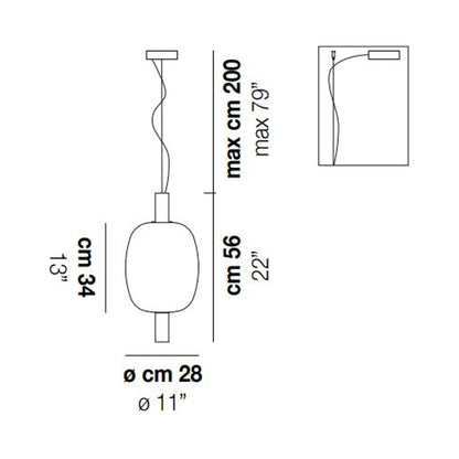 Riflesso SP 2L2 LED Pendant Light - line drawing.