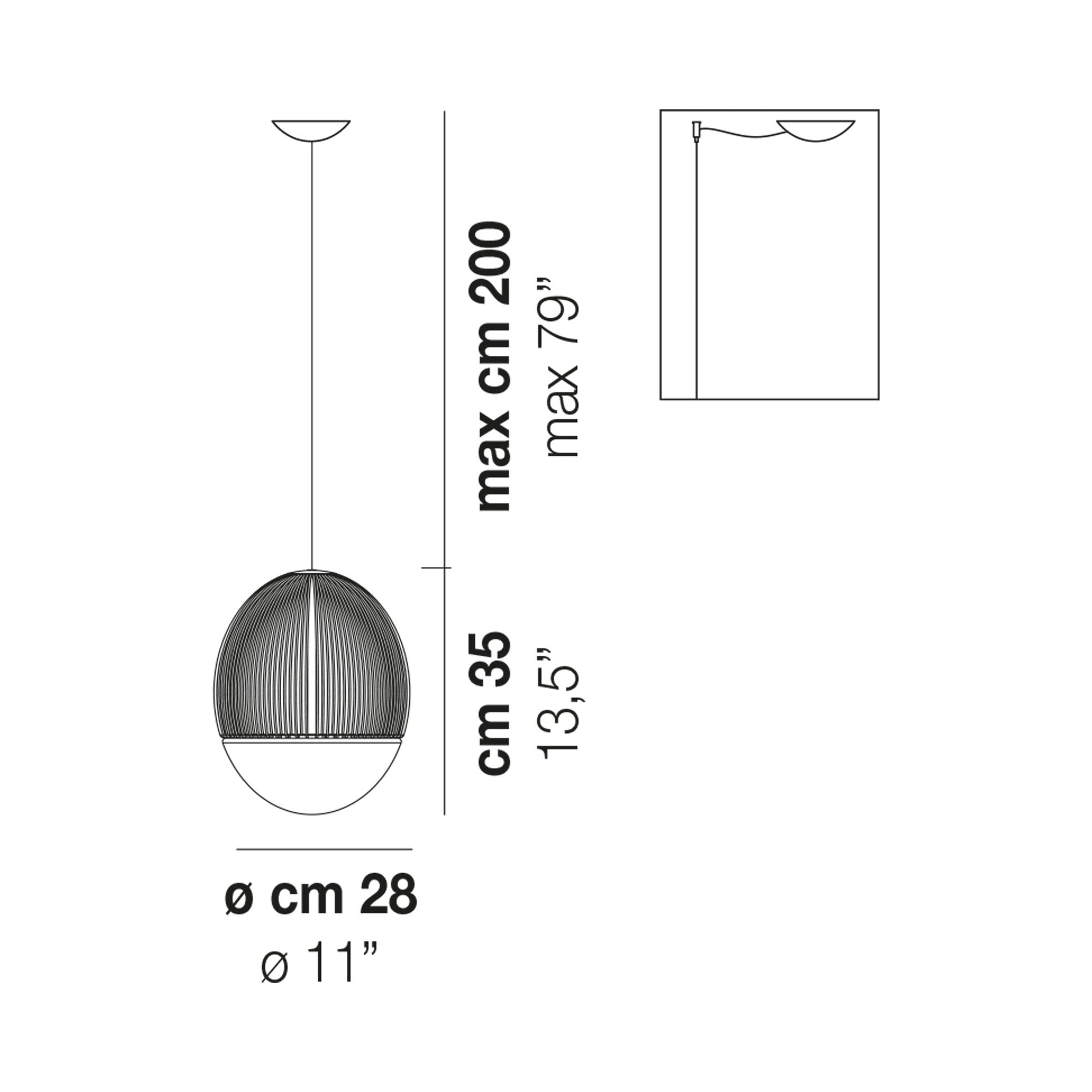 Riketta LED Pendant Light - line drawing.