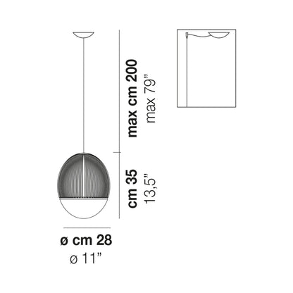Riketta LED Pendant Light - line drawing.