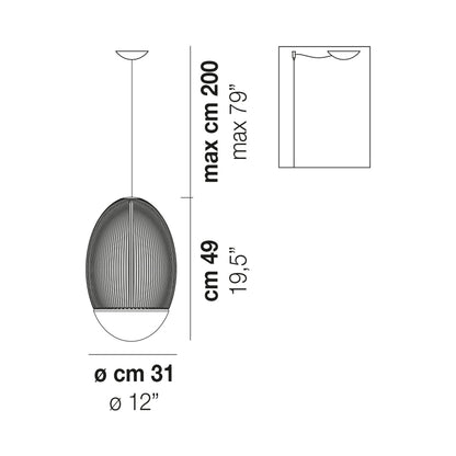 Riketta LED Pendant Light - line drawing.