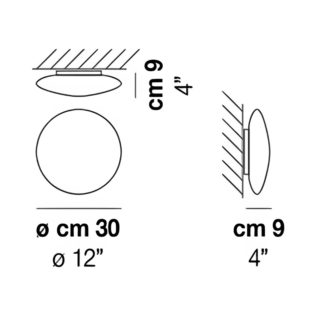 Saba LED Ceiling / Wall Light - line drawing.
