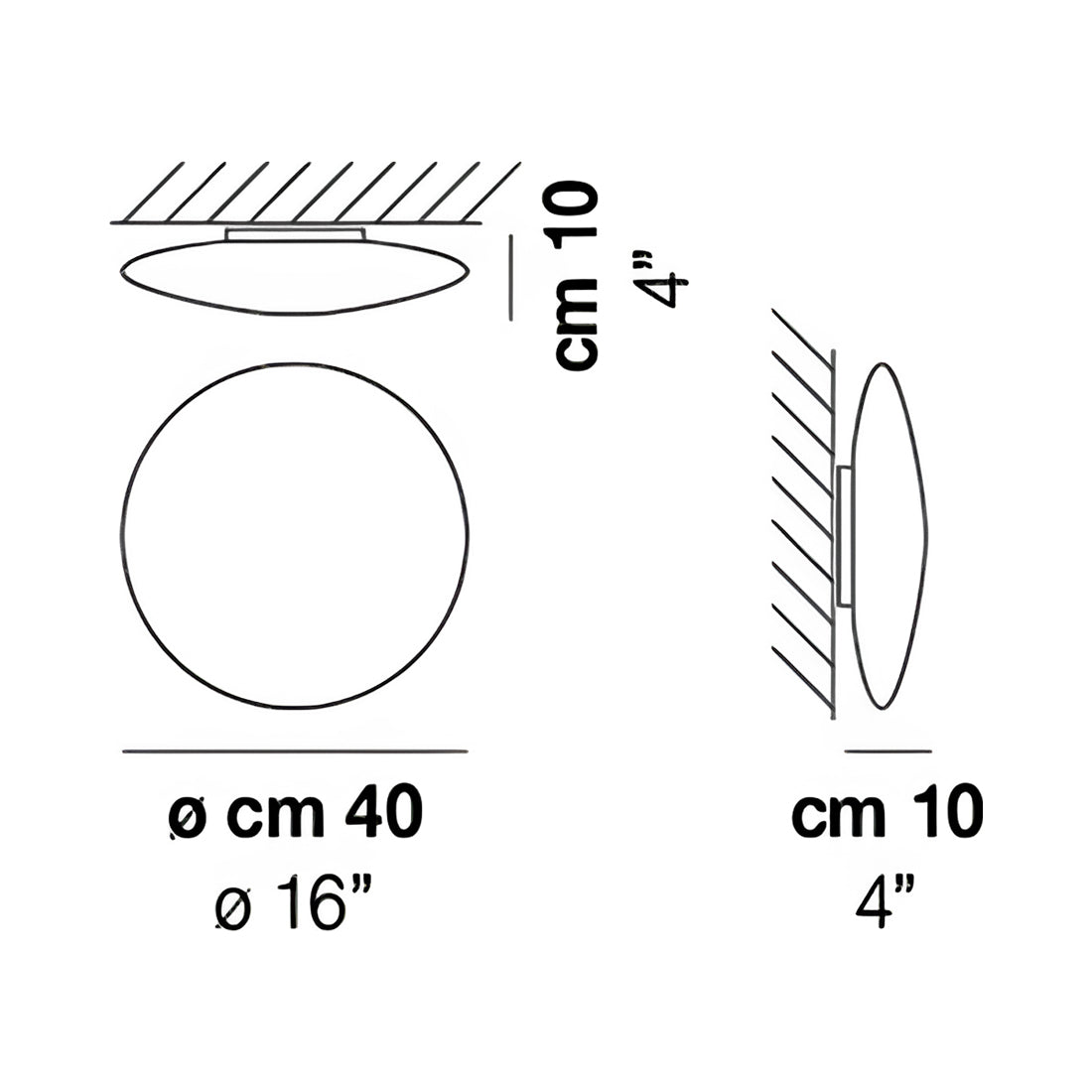 Saba LED Ceiling / Wall Light - line drawing.