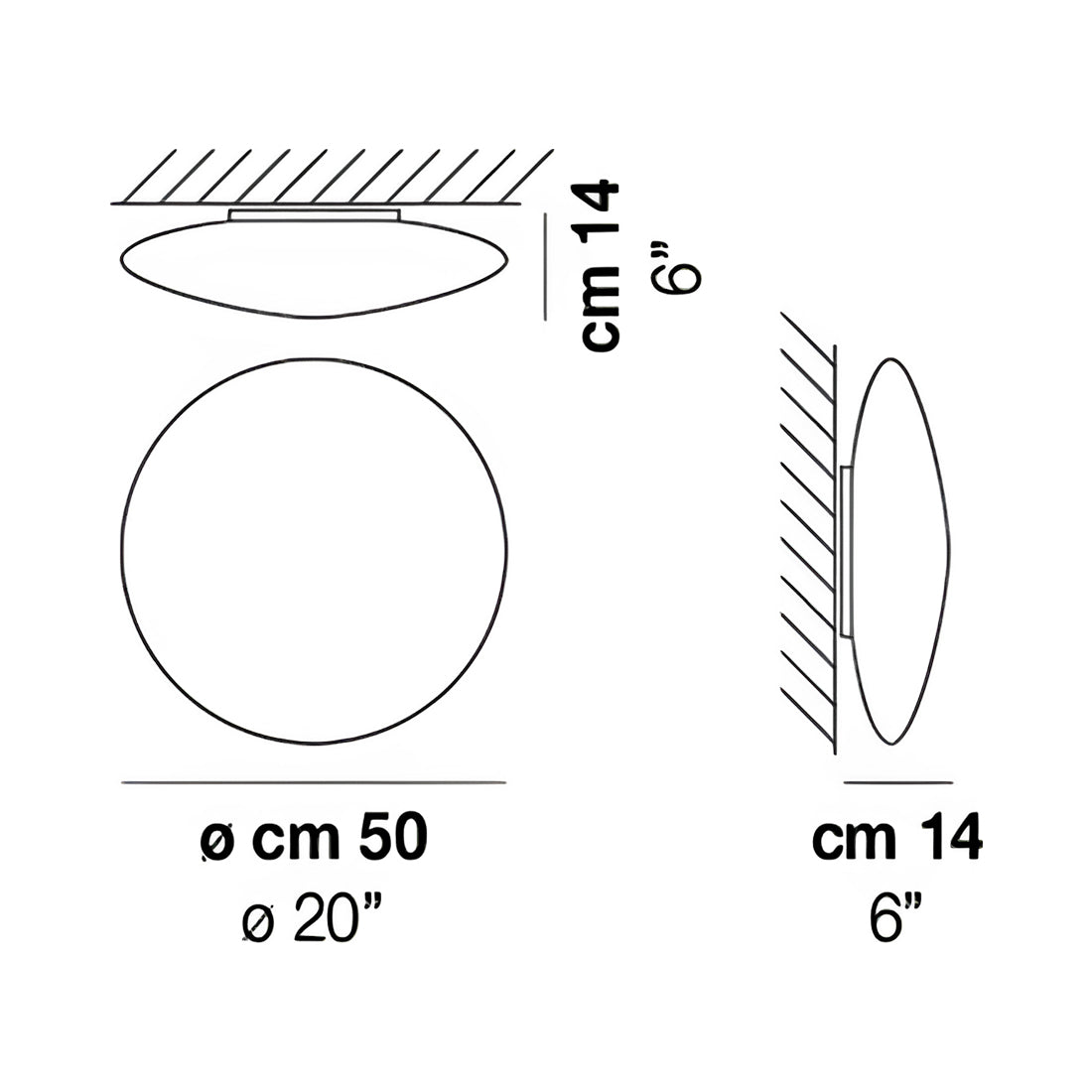 Saba LED Ceiling / Wall Light - line drawing.
