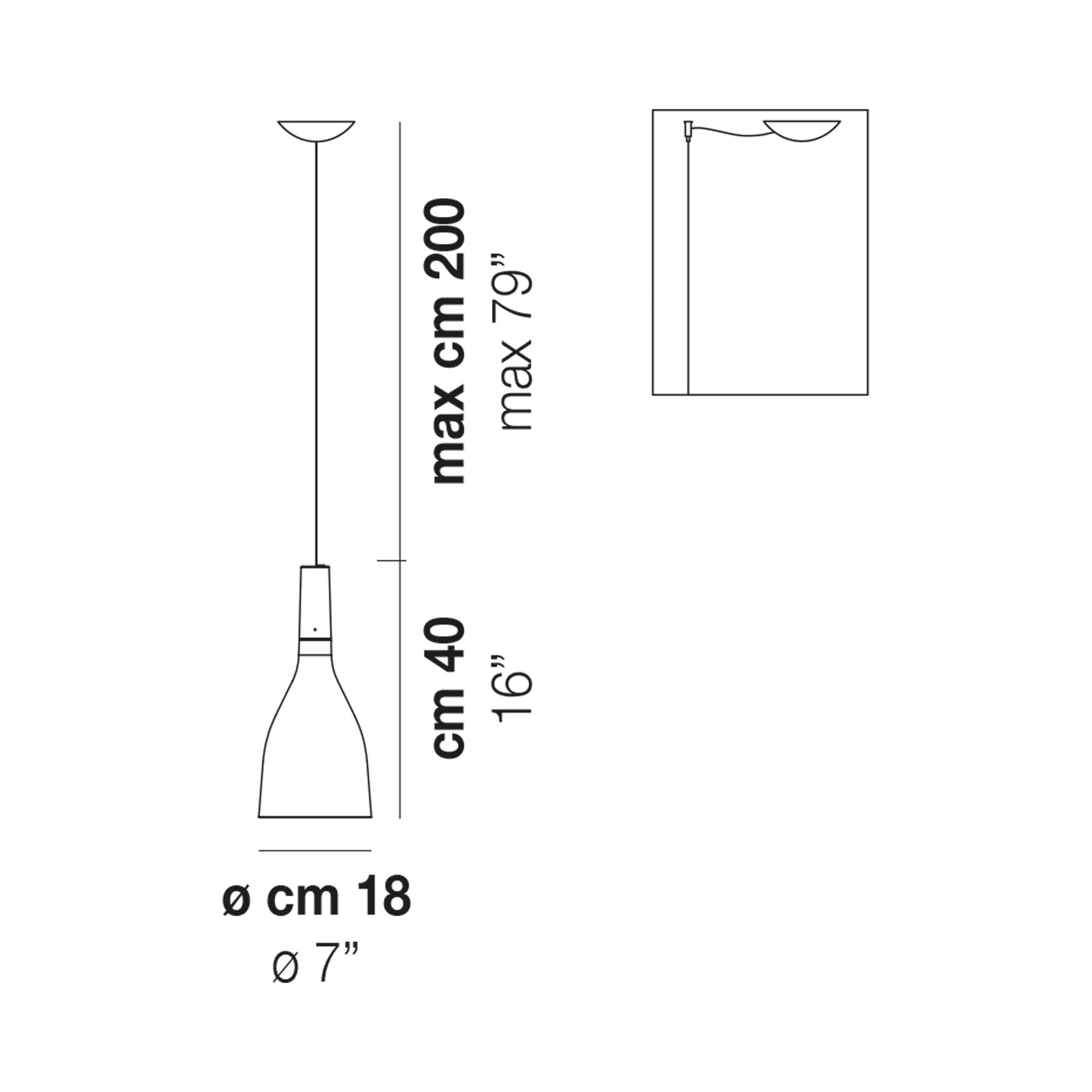 Scintilla LED Pendant Light - line drawing.