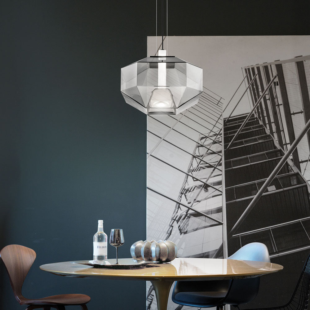 Stone Pendant Light in dining room.
