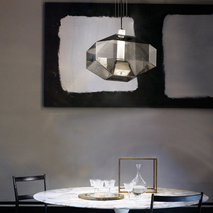 Stone Pendant Light in dining room.