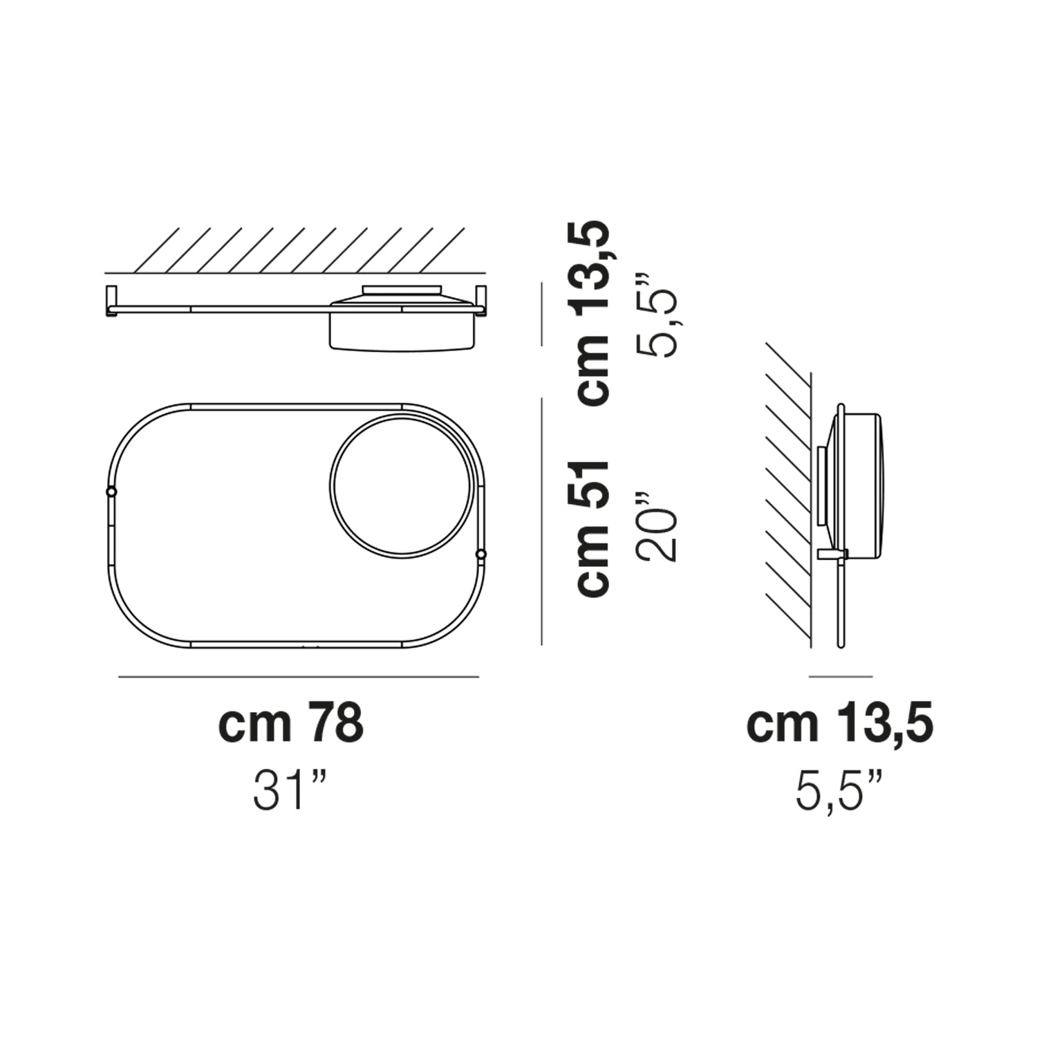 Tier LED Ceiling/Wall Light - line drawing.