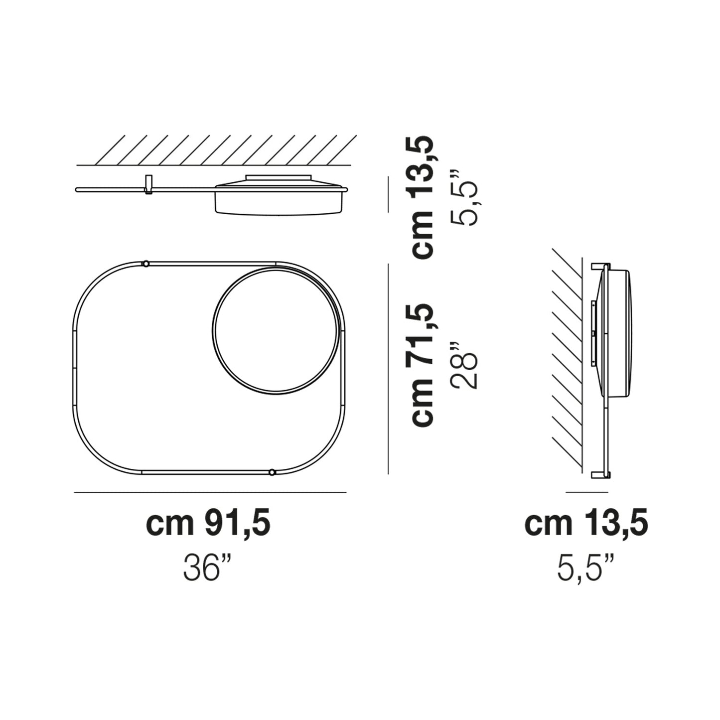 Tier LED Ceiling/Wall Light - line drawing.