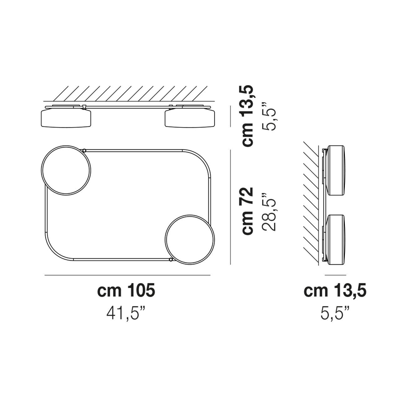 Tier LED Ceiling/Wall Light - line drawing.