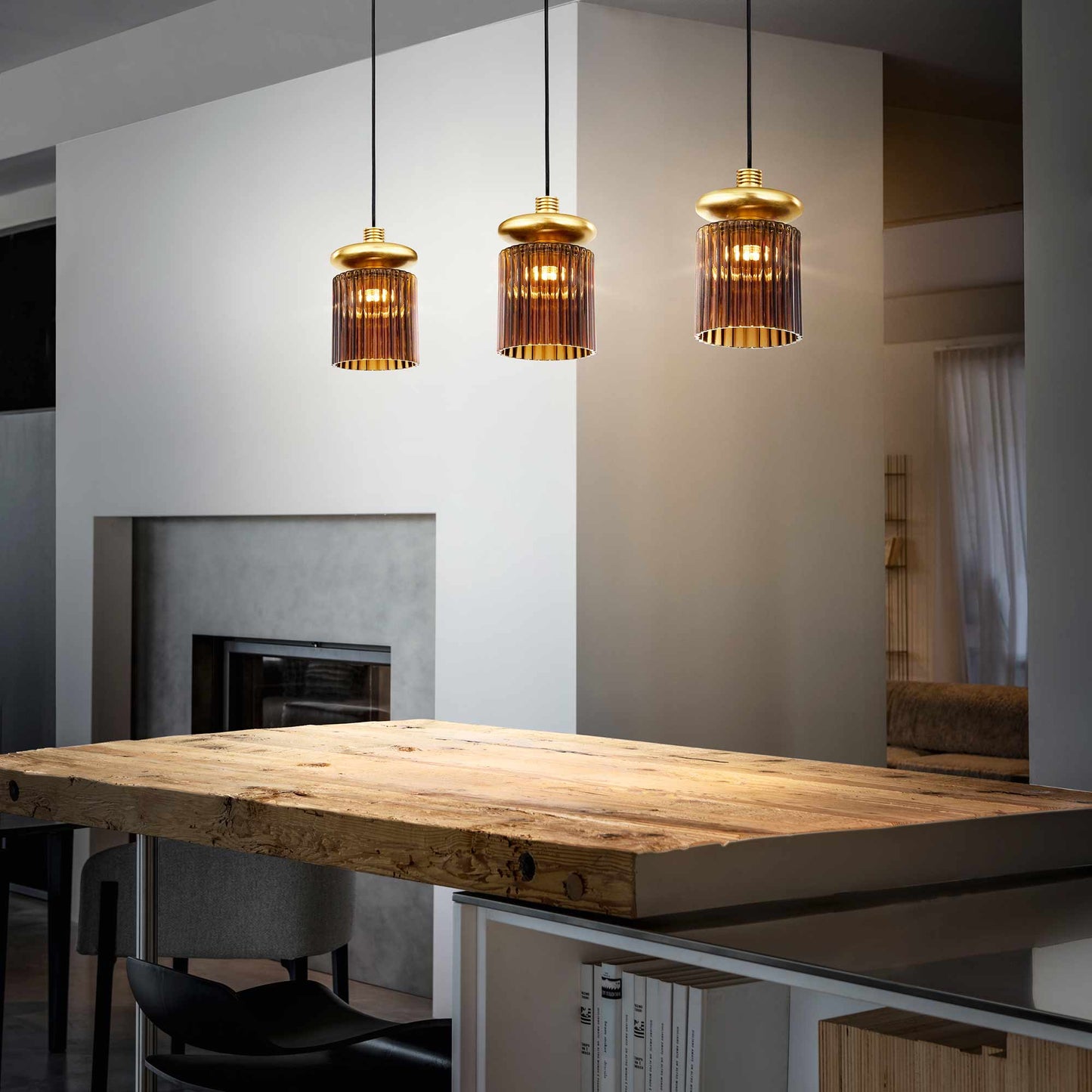 Tread Pendant Light in dining room.