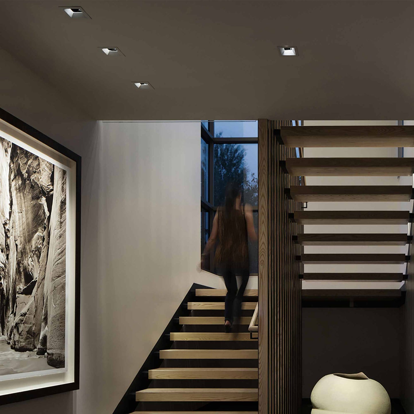 ELEMENT 3-Inch Square Bevel Recessed Trim in living room.