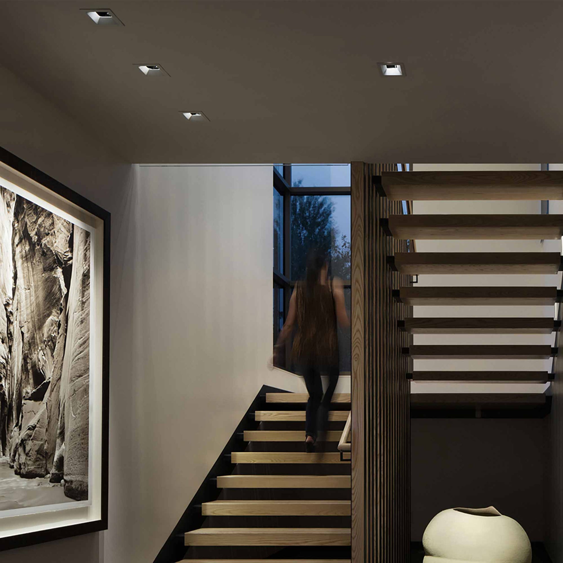 ELEMENT 3-Inch Square Bevel Recessed Trim in living room.