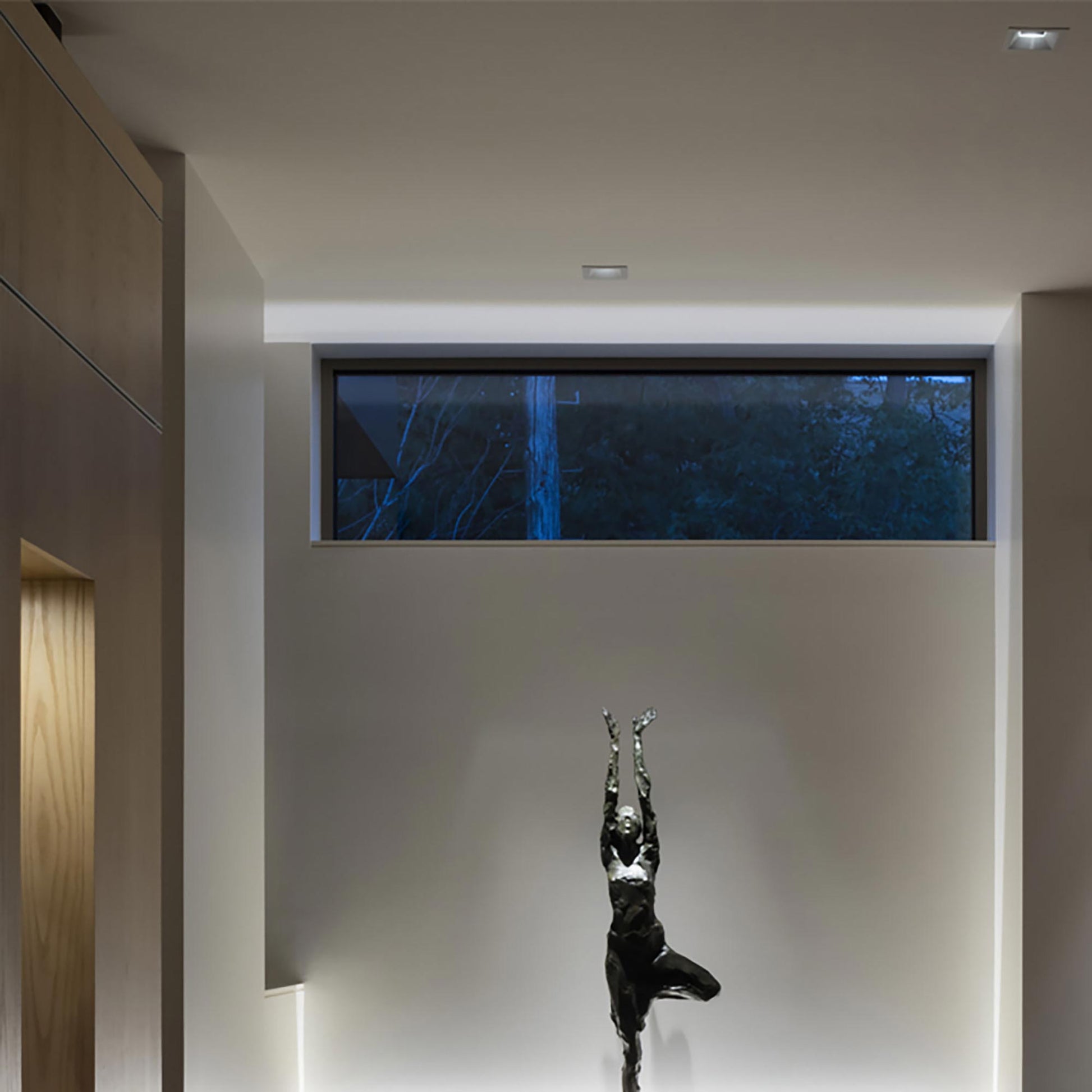 ELEMENT 3-Inch Square Bevel Recessed Trim in bathroom.