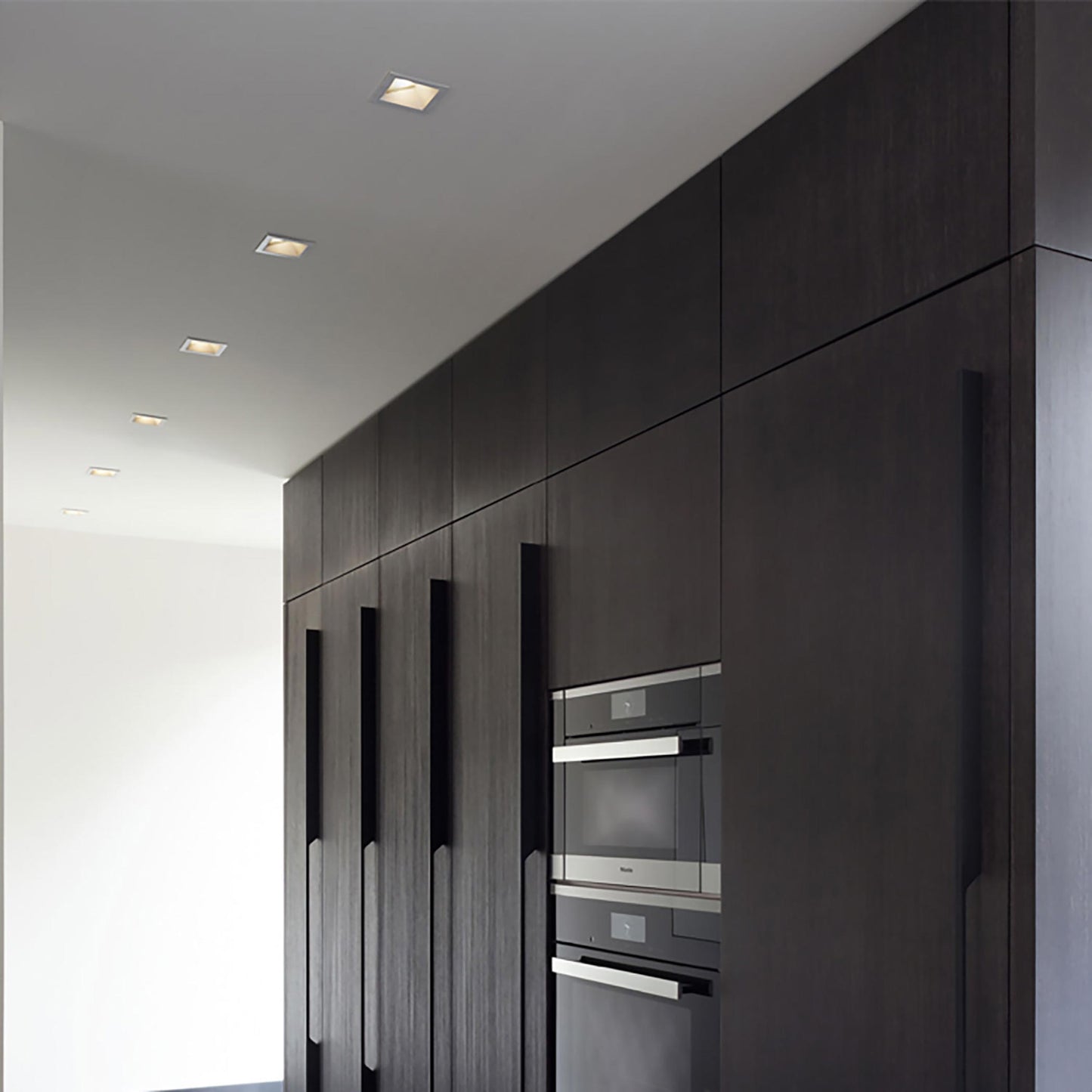 ELEMENT 3-Inch Square Bevel Recessed Trim in bathroom.