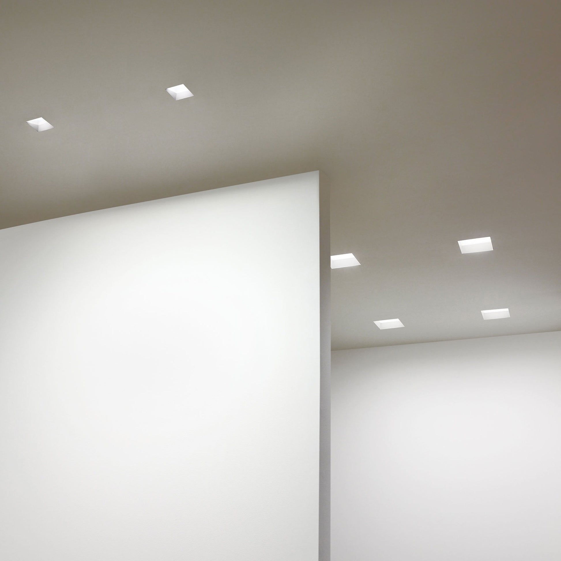 ELEMENT 3-Inch Square Bevel Recessed Trim in bathroom.