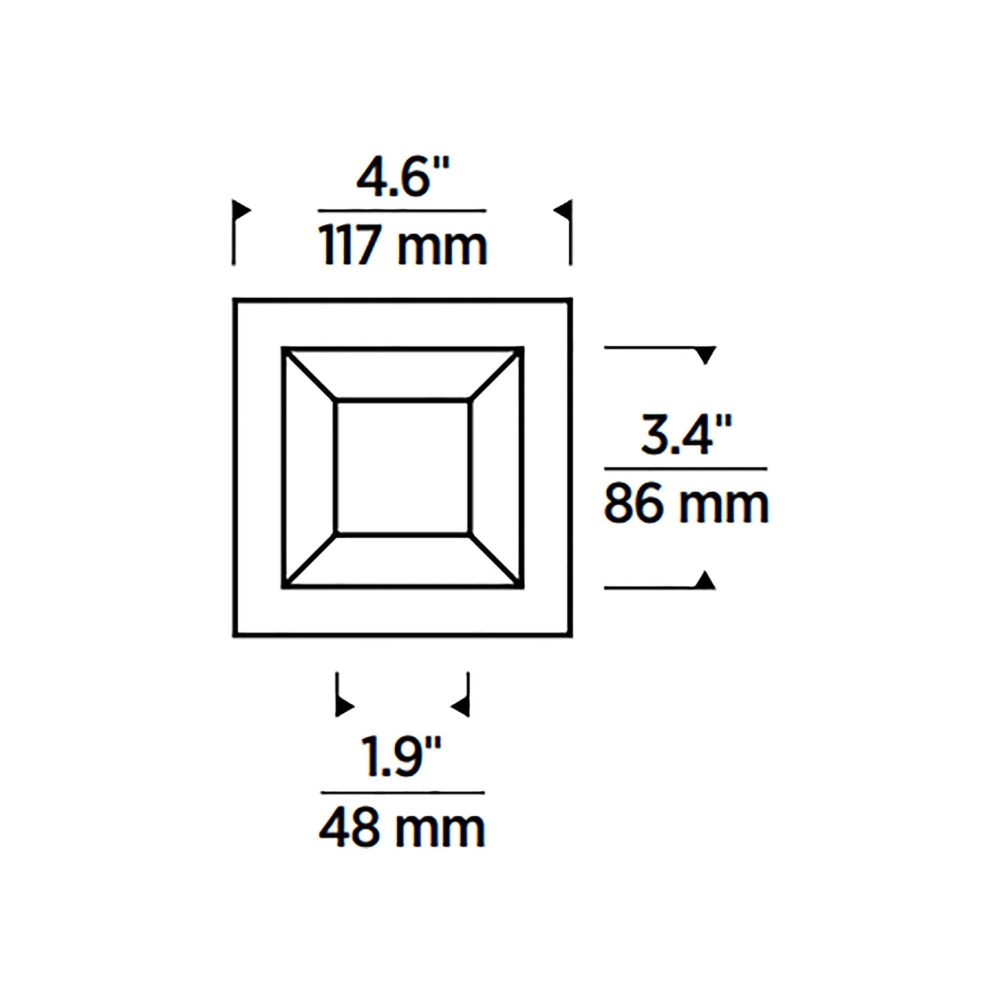 Entra Square 3-Inch Trim - line drawing.