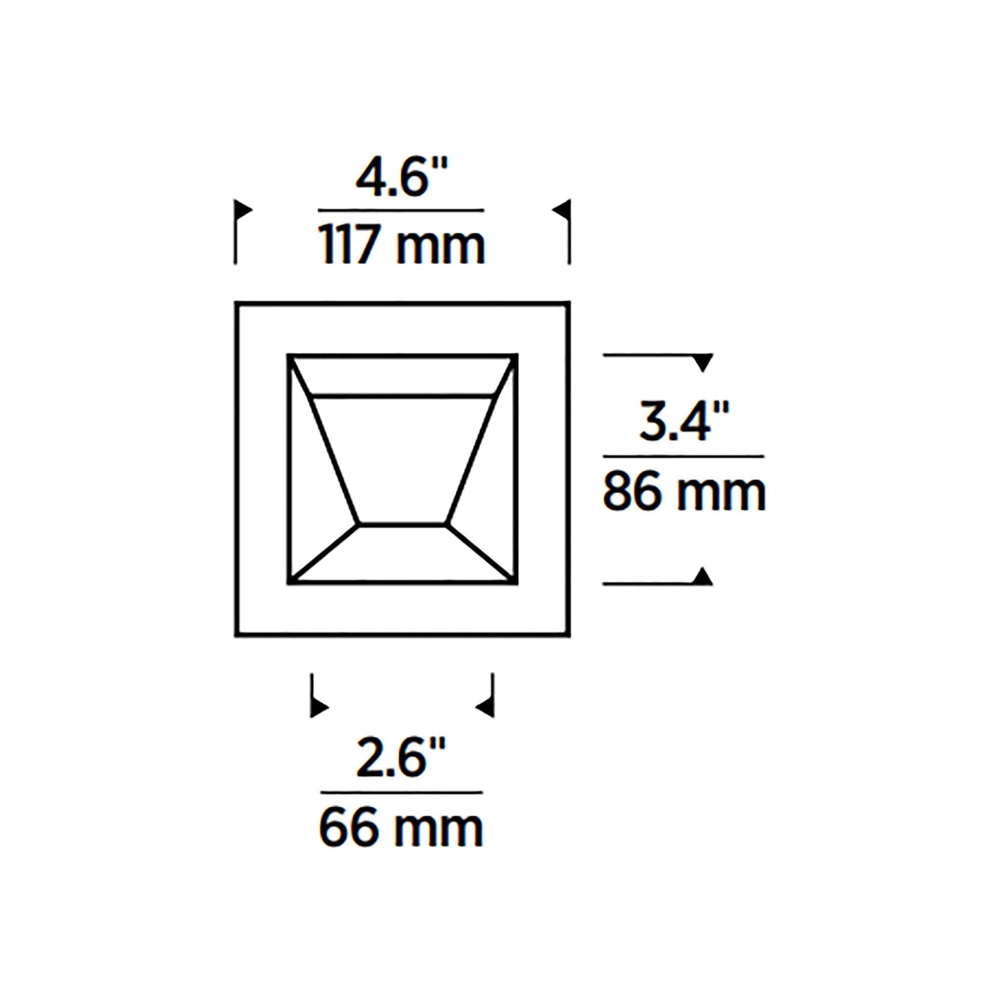 Entra Square 3-Inch Trim - line drawing.