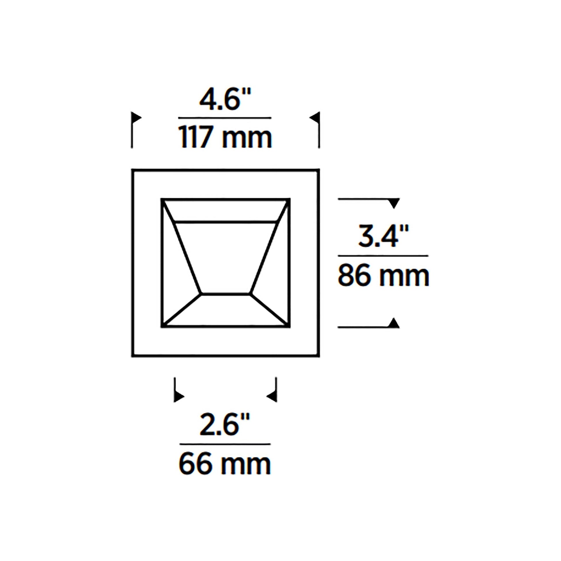 Entra Square 3-Inch Trim - line drawing.