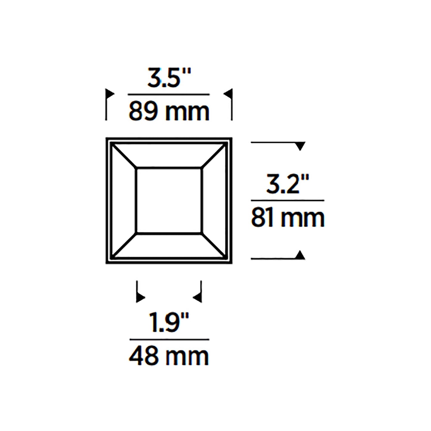 Entra Square 3-Inch Trim - line drawing.