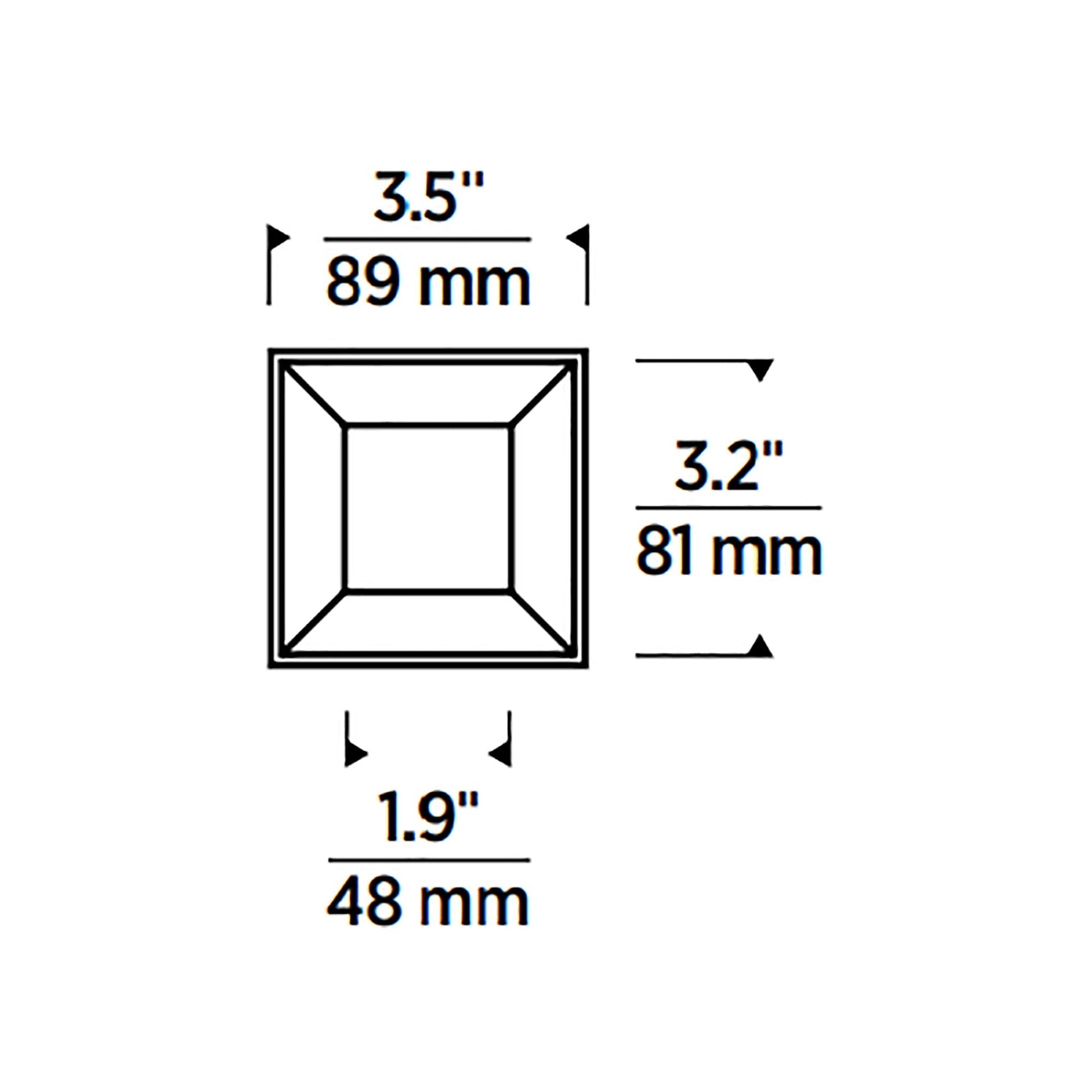 Entra Square 3-Inch Trim - line drawing.