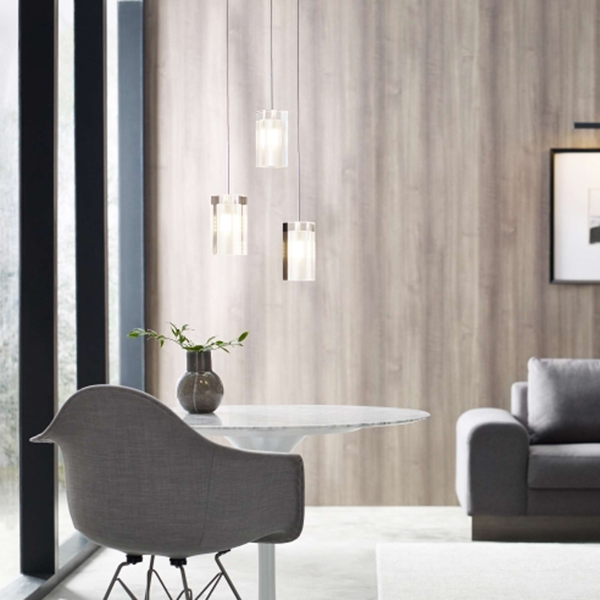 Solitude Low Voltage Pendant Light in living room.