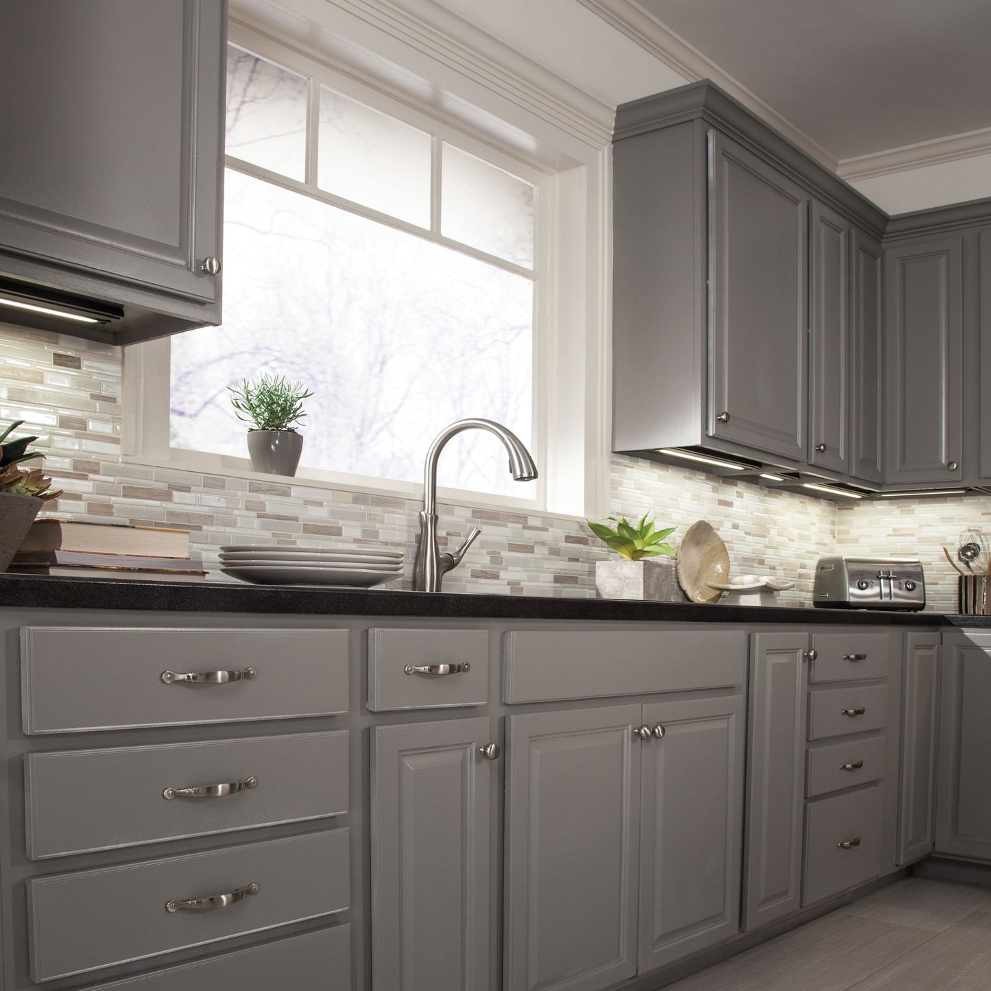 Unilume LED Slimeline Undercabinet Light in kitchen.